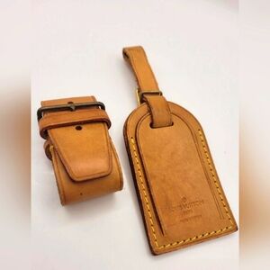 Louis Vuitton Brown Leather Luggage Tag and Strap